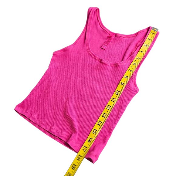SKIMS Womens Ribbed Cropped Tank, Pink, Cotton Blend, Size Large - Picture 8 of 8